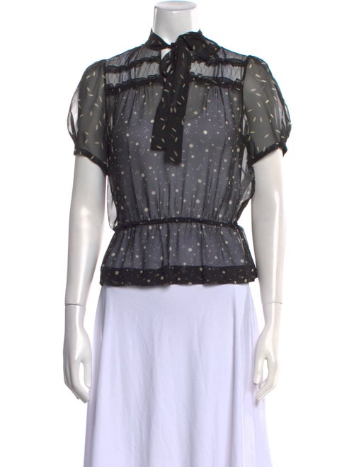 Tuleh Polka Dot Print Mock Neck Button-Up Top