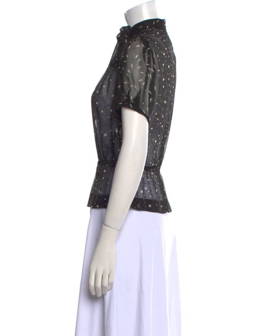 Tuleh Polka Dot Print Mock Neck Button-Up Top