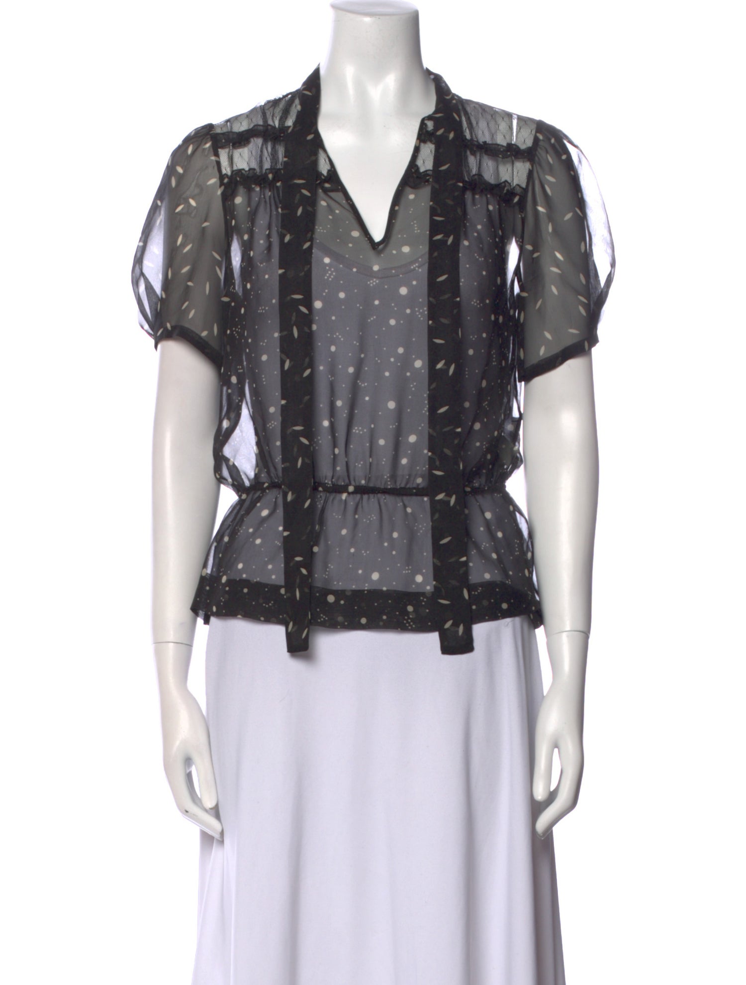 Tuleh Printed V-Neck Blouse