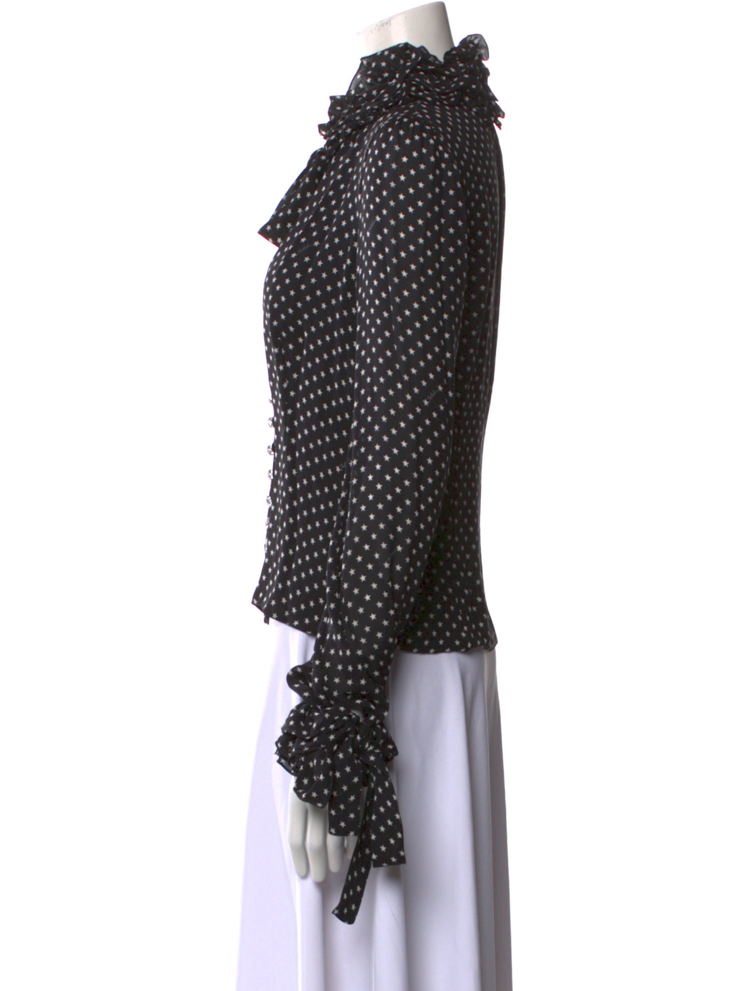 Tuleh Polka Dot Print Mock Neck Blouse