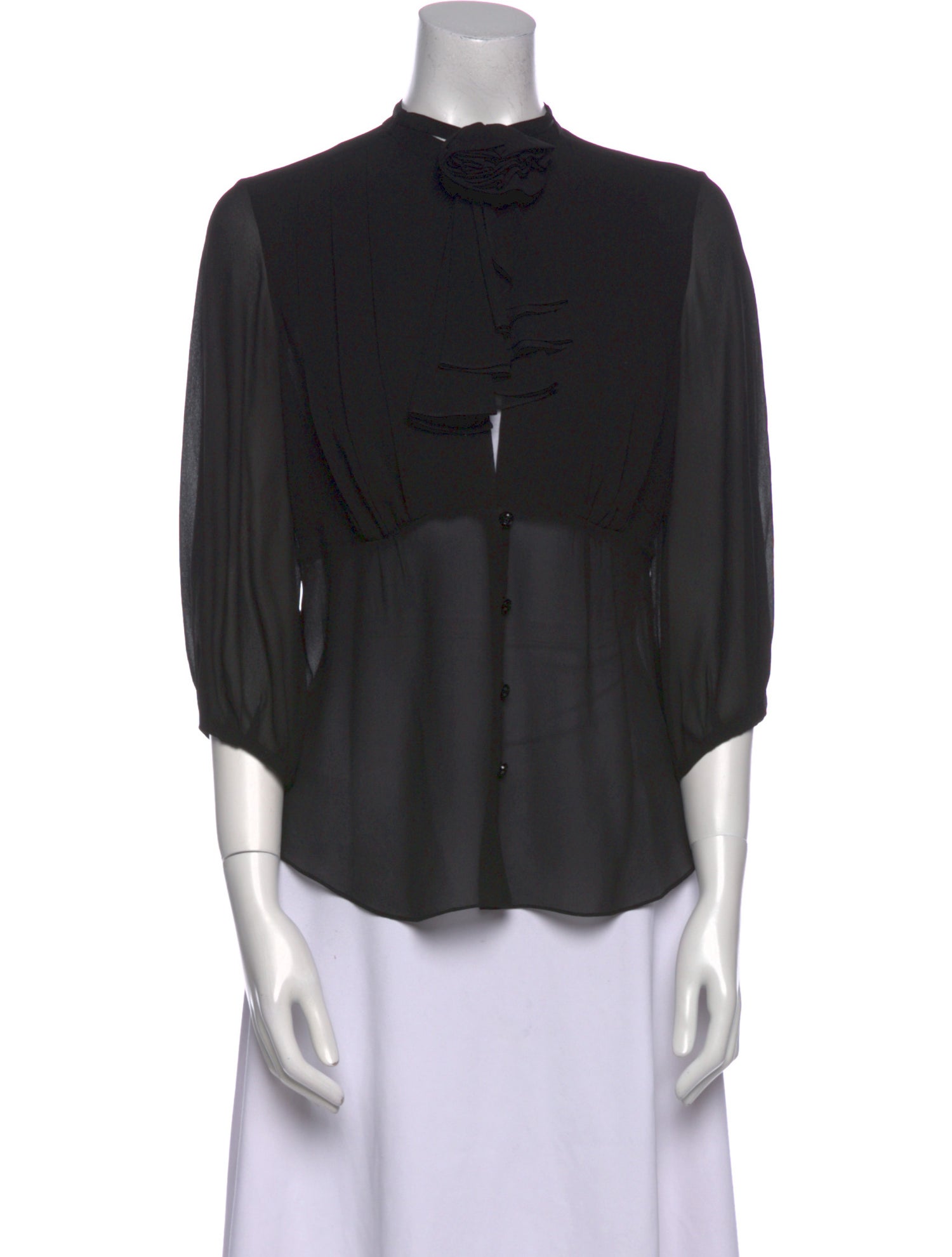 Tuleh Mock Neck Three-Quarter Sleeve Blouse