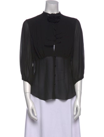 Tuleh Mock Neck Three-Quarter Sleeve Blouse