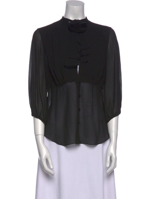 Tuleh Mock Neck Three-Quarter Sleeve Blouse