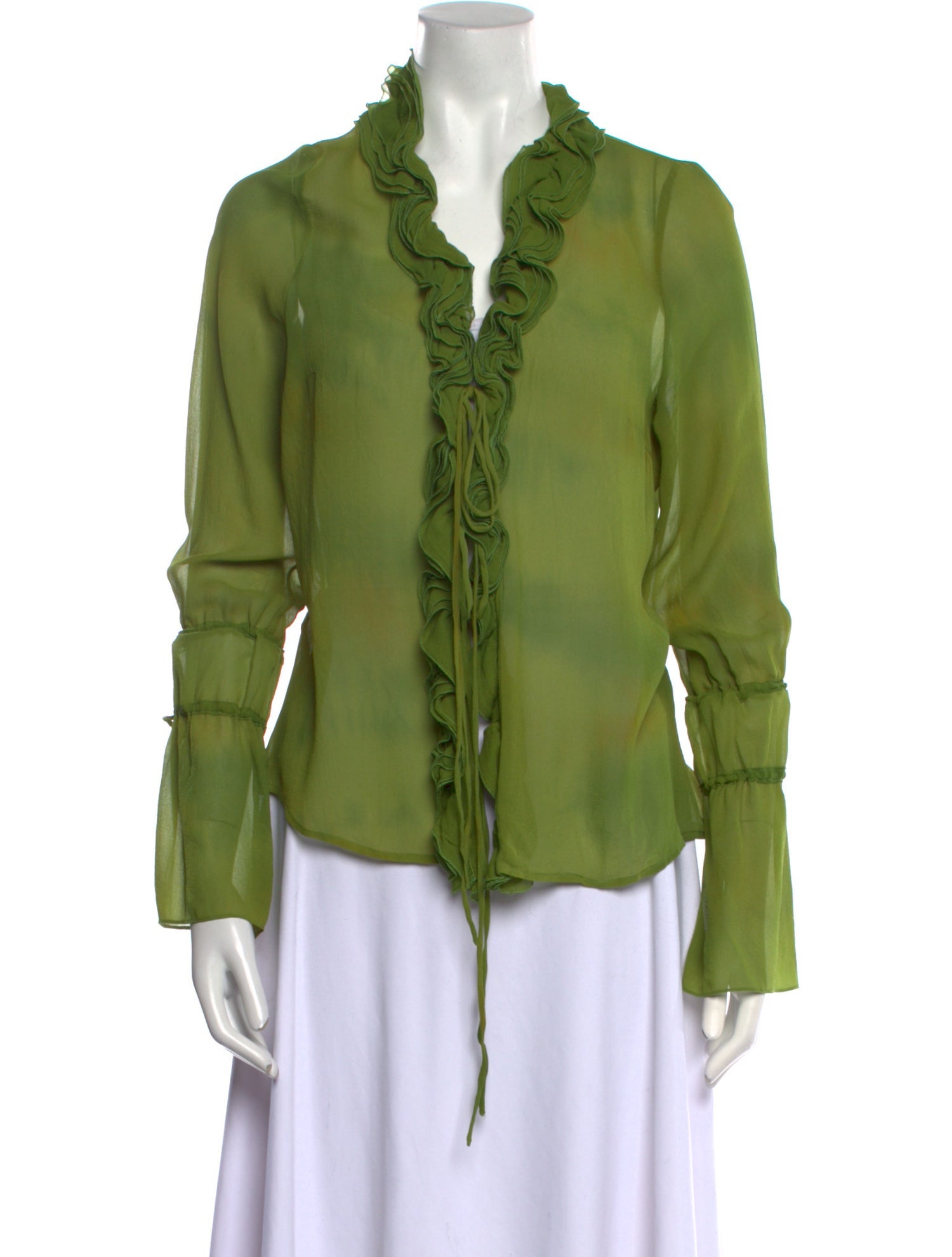 Tuleh V-Neck Long Sleeve Button-Up Top