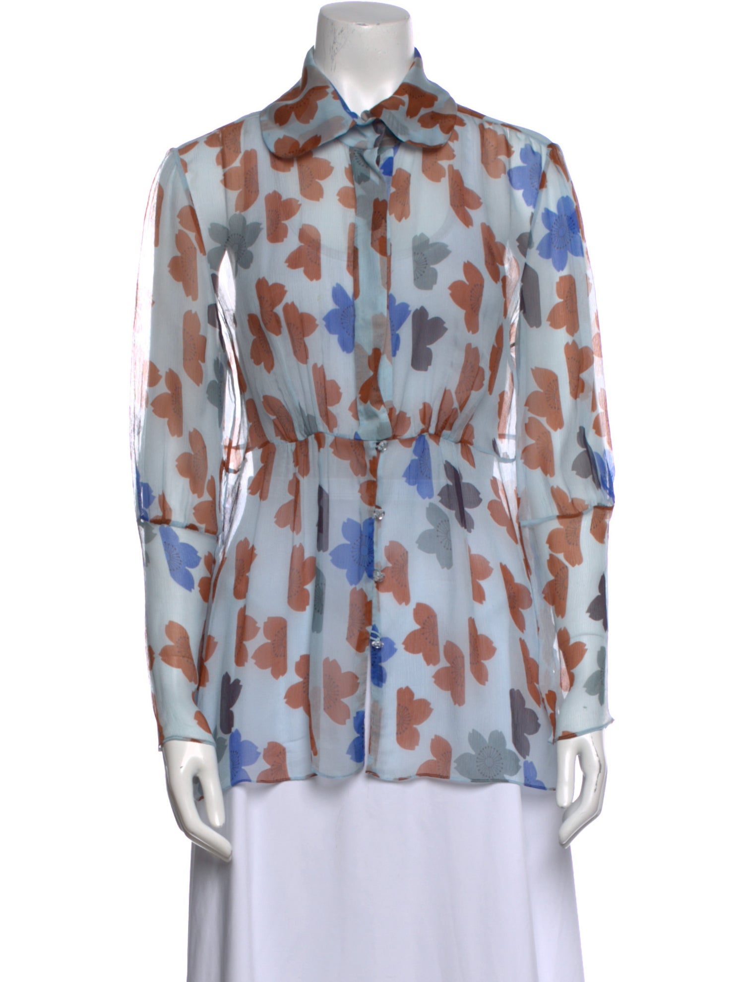 Tuleh Silk Printed Button-Up Top