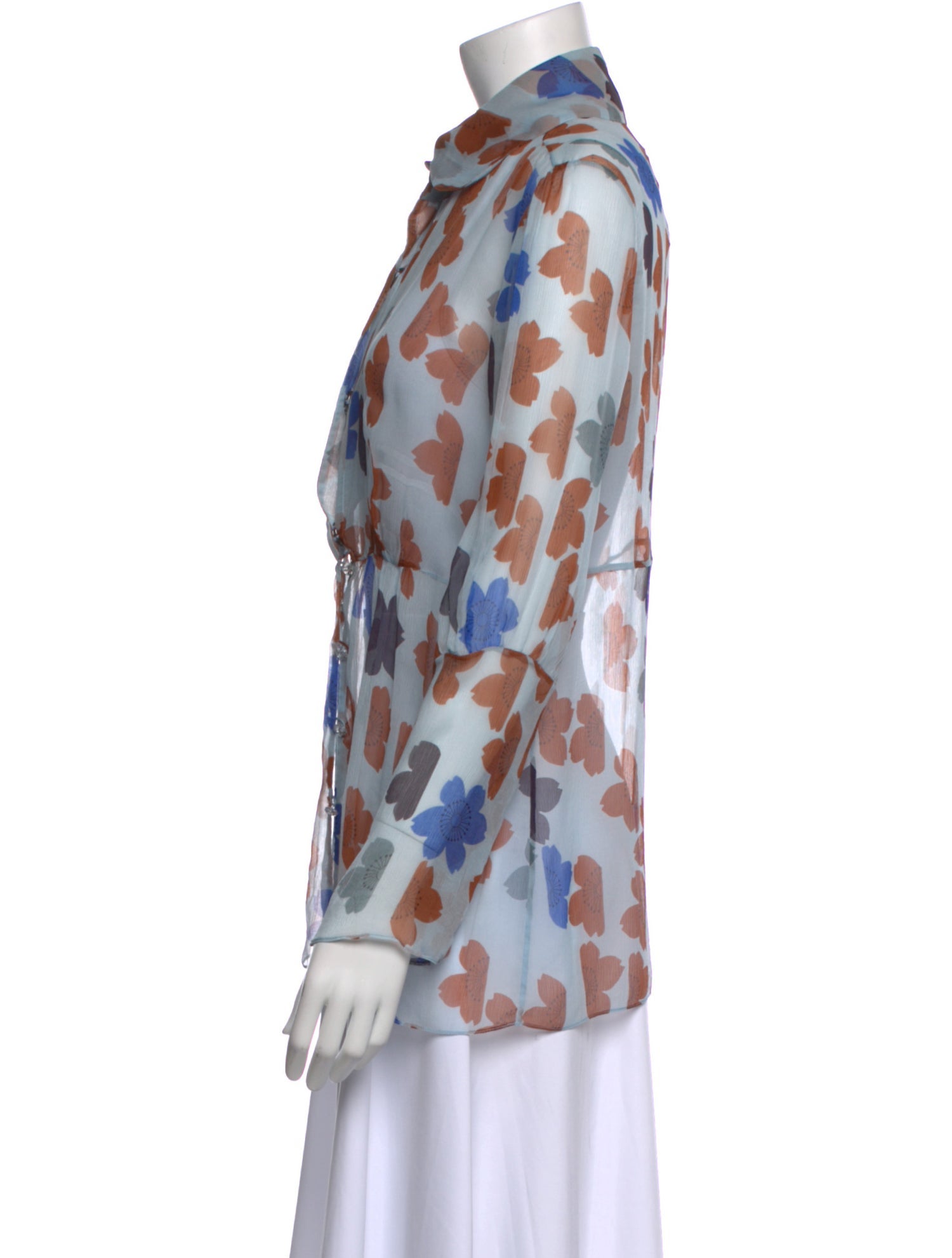 Tuleh Silk Printed Button-Up Top
