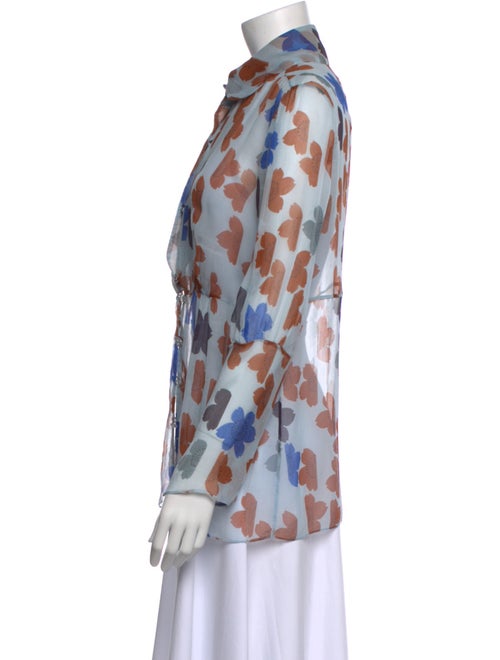 Tuleh Silk Printed Button-Up Top