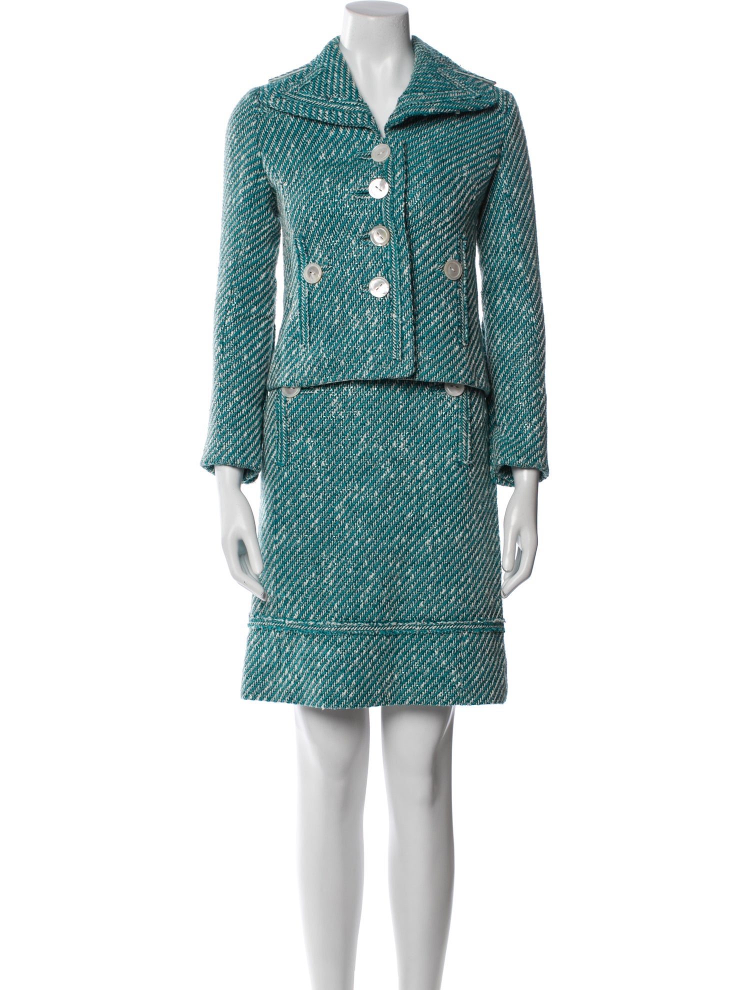 Tuleh Printed Raw-Edge Trim Skirt Suit