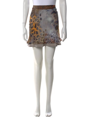 Pre-owned Tuleh Graphic Print Mini Skirt In Pink
