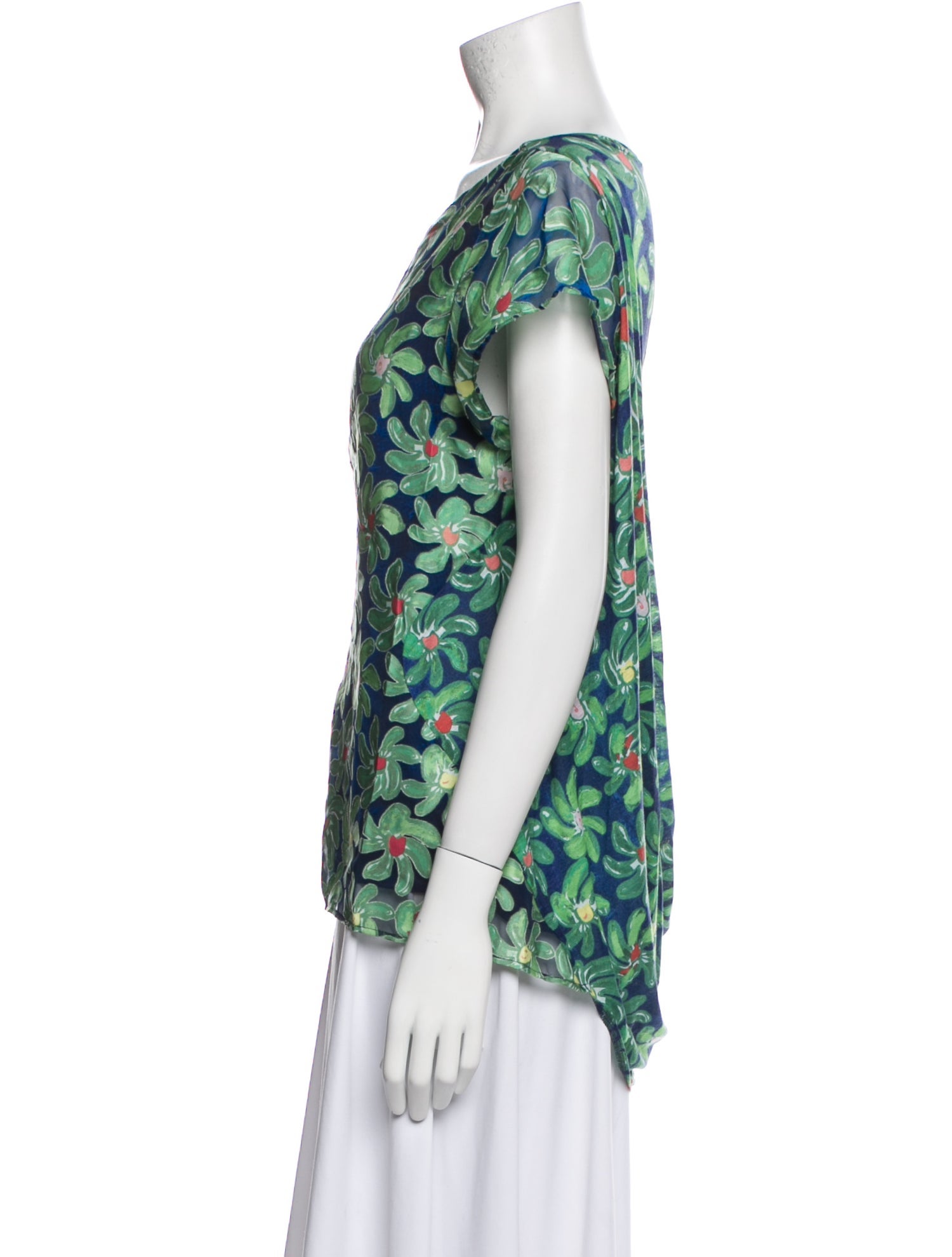 Tsumori Chisato Floral Print Bateau Neckline T-Shirt