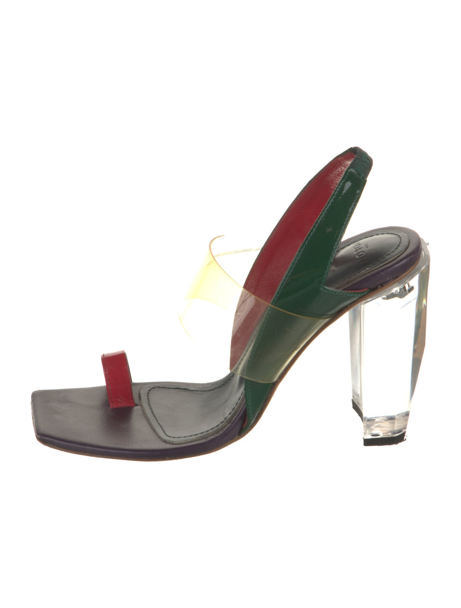 The Volon Patent Leather Printed Slingback Sandals