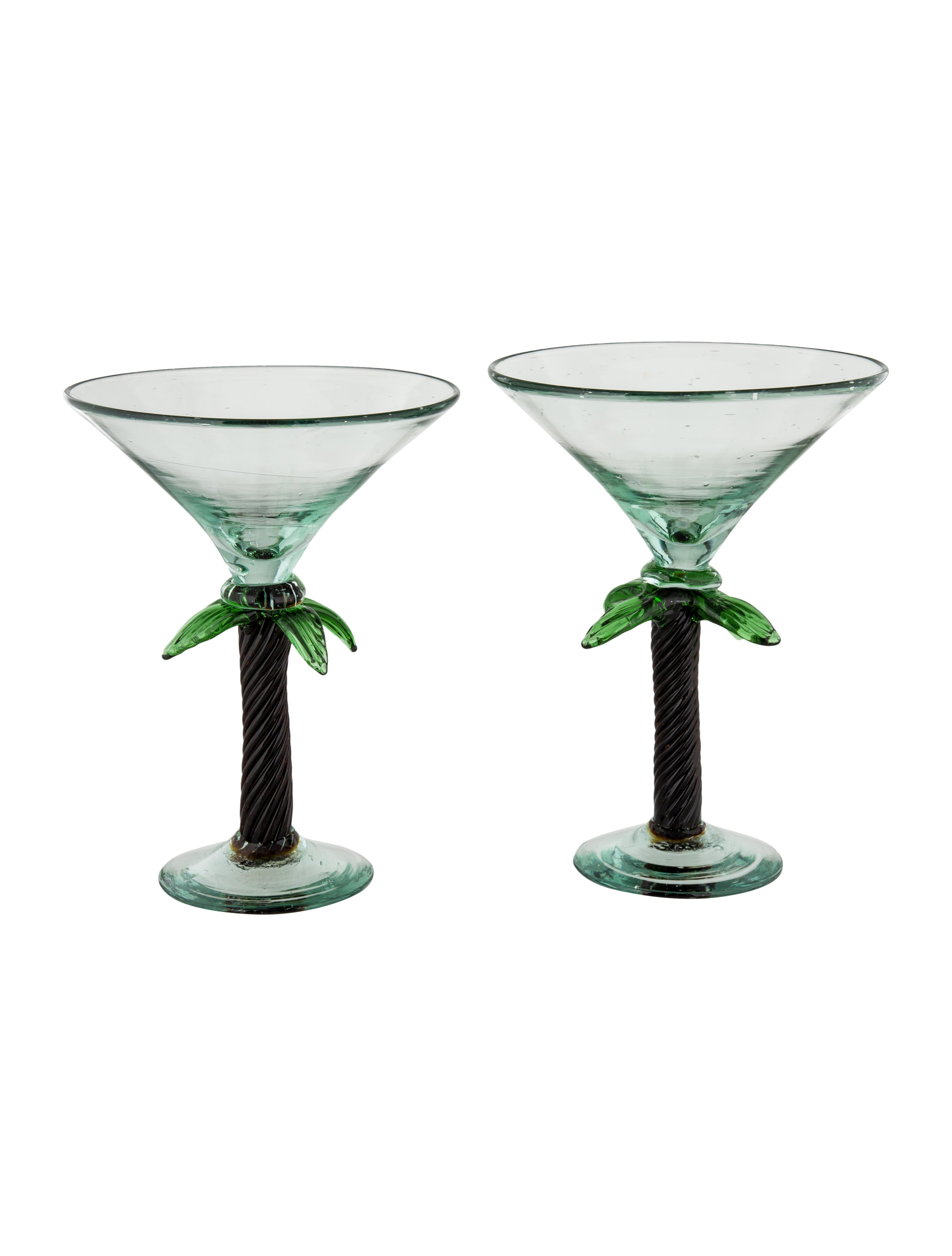 Tableware Palm Tree Martini Glasses Green Drinkware & Barware