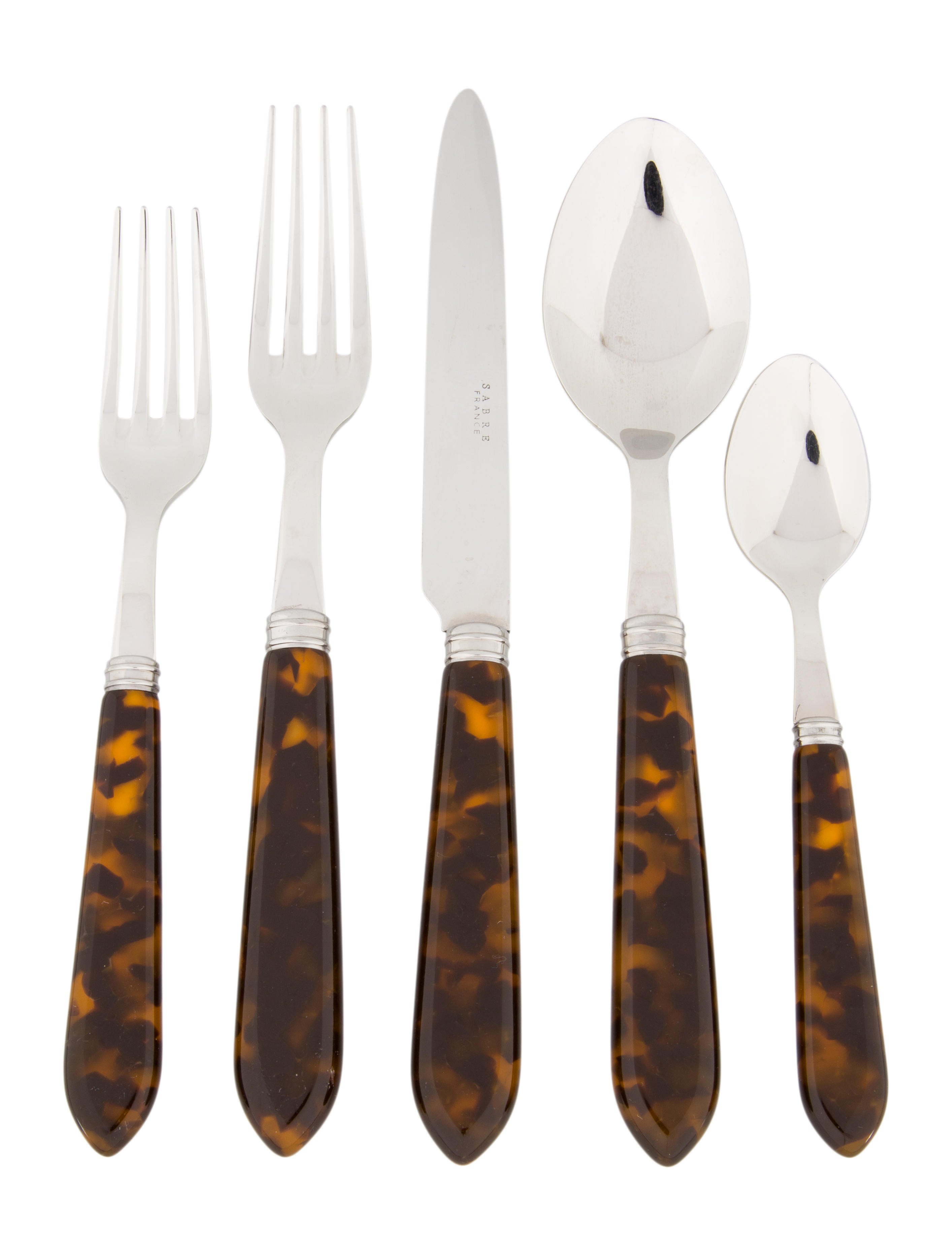 Tableware 75Piece Sabre Tortoise Flatware Service Brown Dinnerware