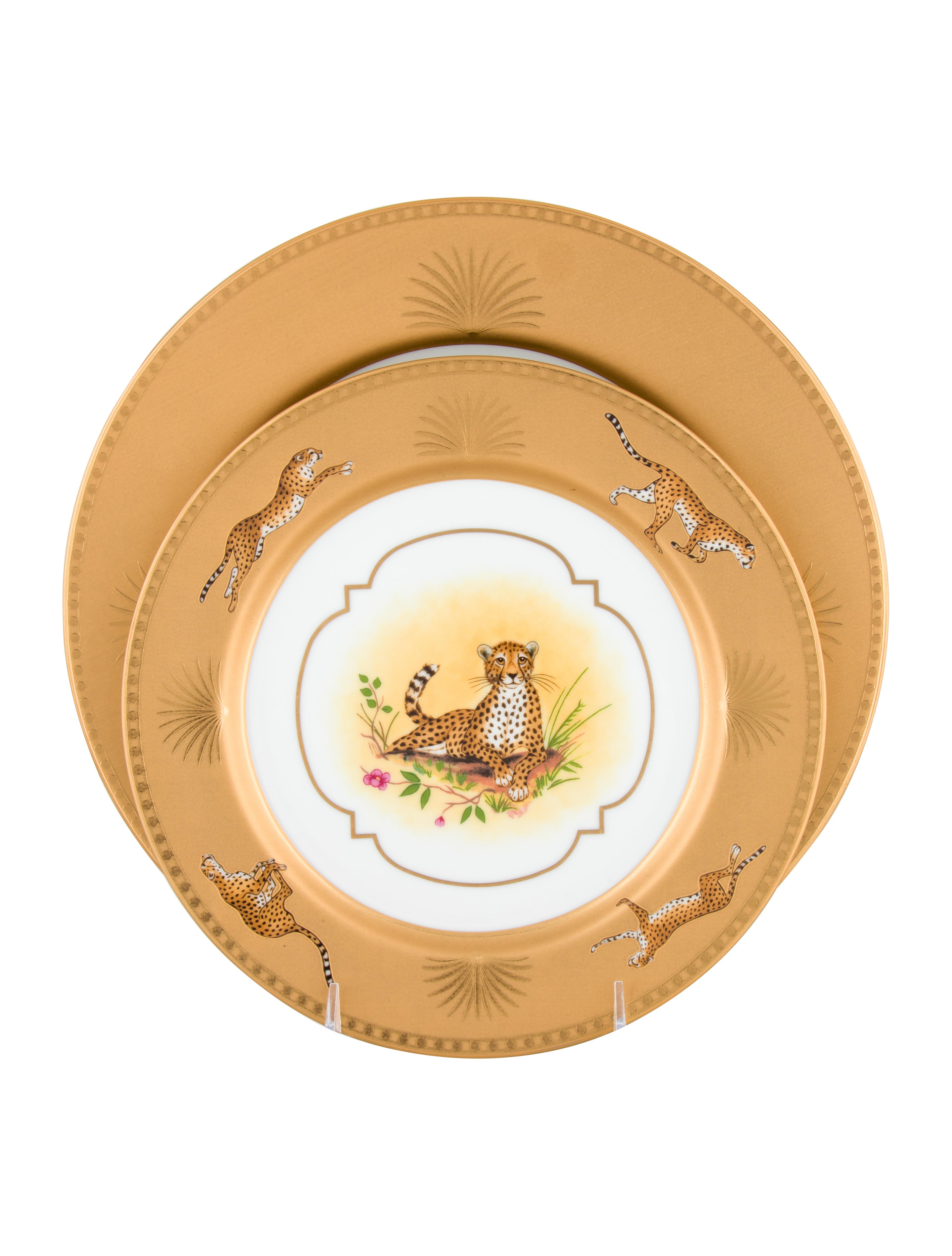Tableware 4-Piece Lynn Chase Golden Cheetah Plate Set