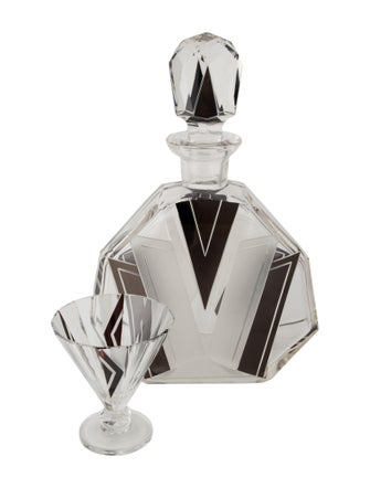 Tableware 7-Piece Art-Deco Style Glass Decanter Set