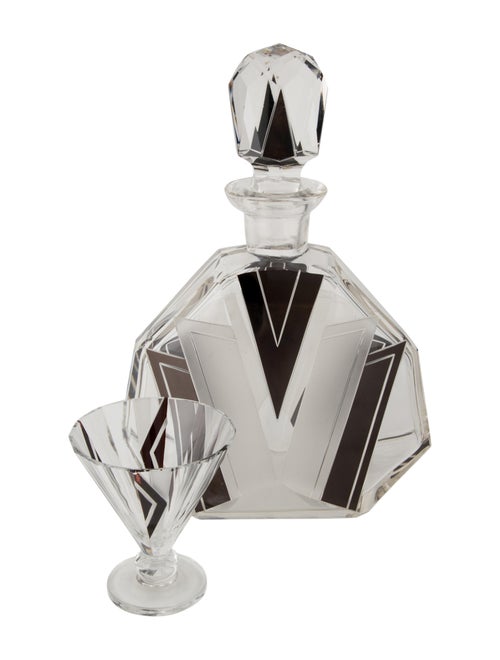 Tableware 7-Piece Art-Deco Style Glass Decanter Set