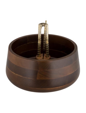 Tableware Vermillion Walnut Nut Bowl with Cracker and Picks