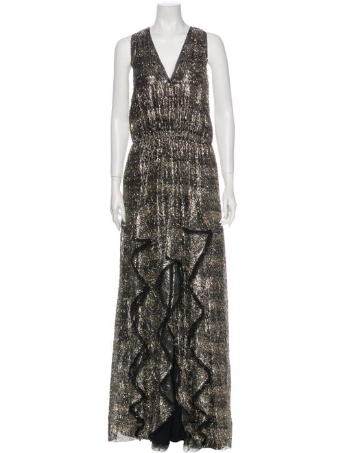 Twilley Atelier Printed Long Dress Gold