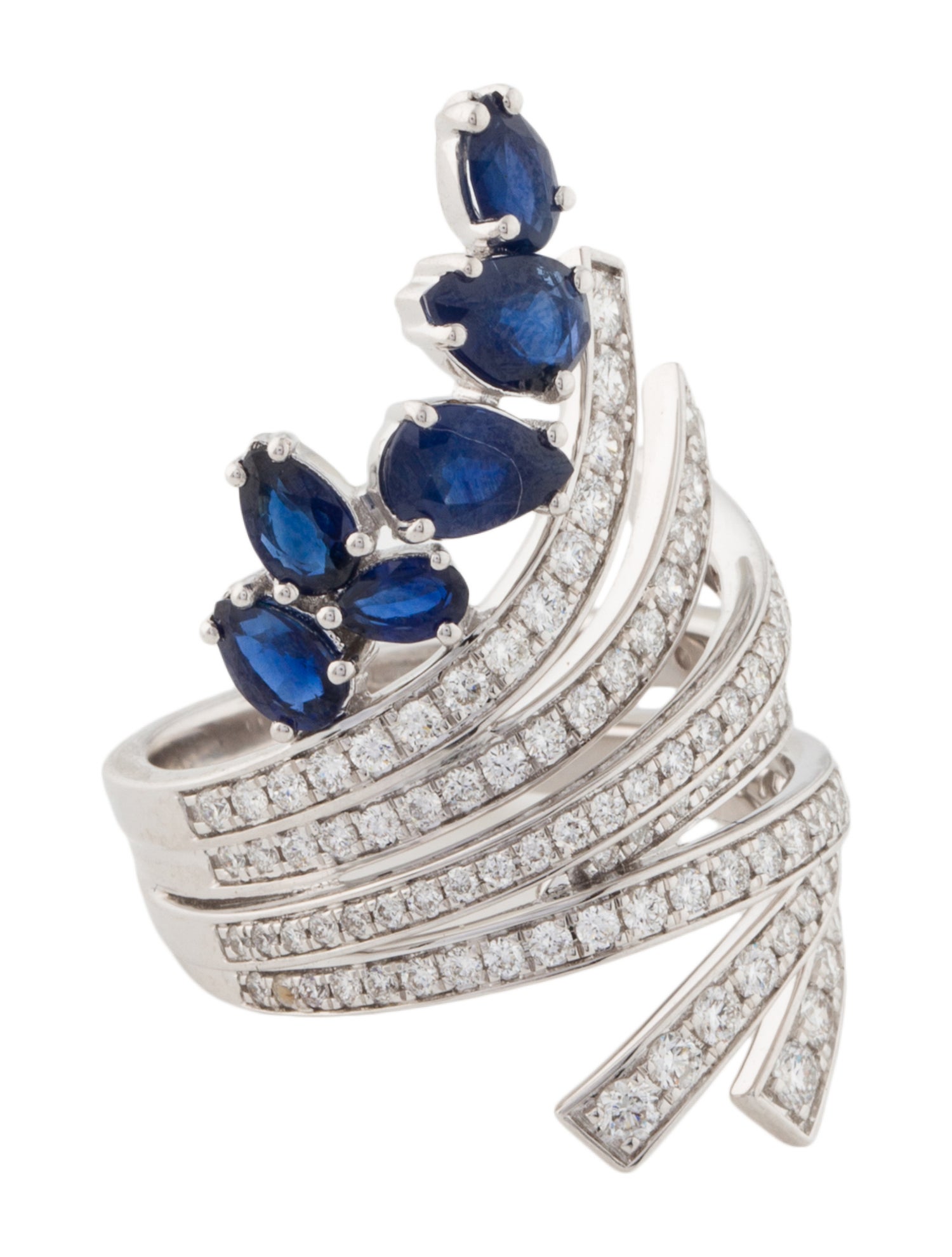 Unbranded Blue Nile 14K 2.45ctw Sapphire & Diamond Wrap Cocktail Ring