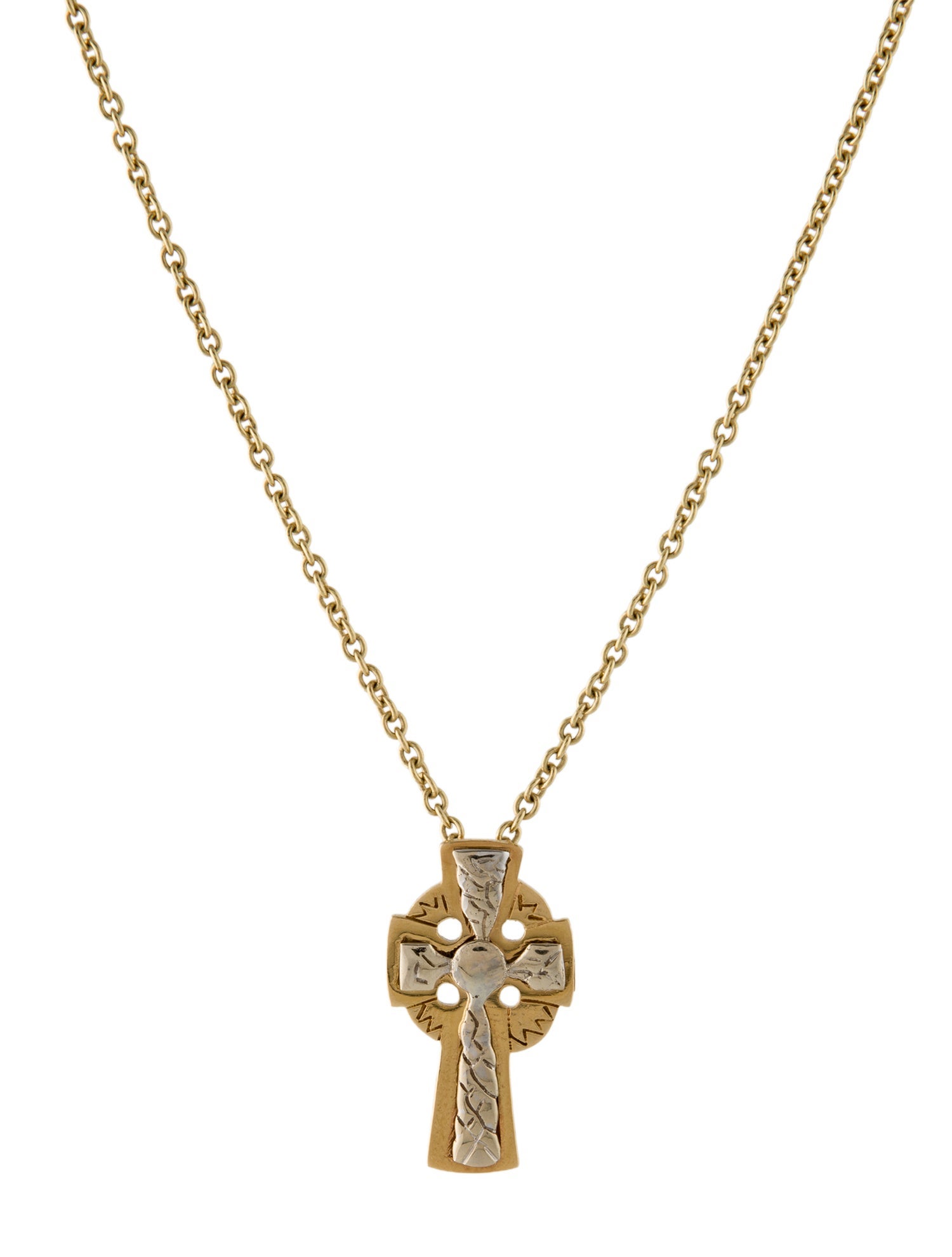 Unbranded 18K Tow-Tone Cross Pendant Necklace