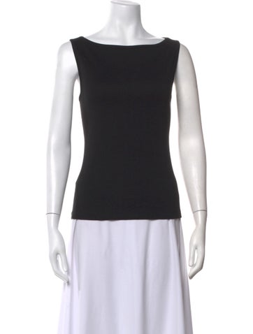 Pre-owned Flore Flore Bateau Neckline Sleeveless Top In Black