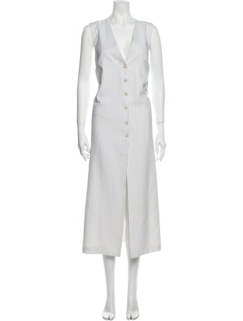Uma Wang Striped Long Dress White