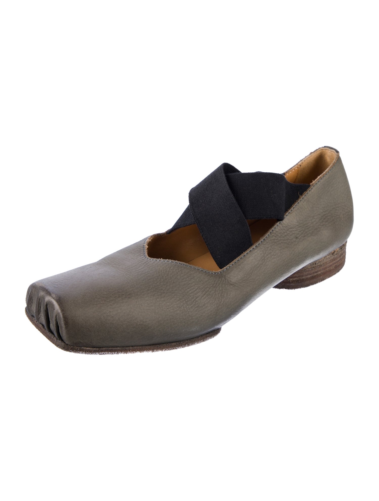 Uma Wang Leather Colorblock Pattern Flats