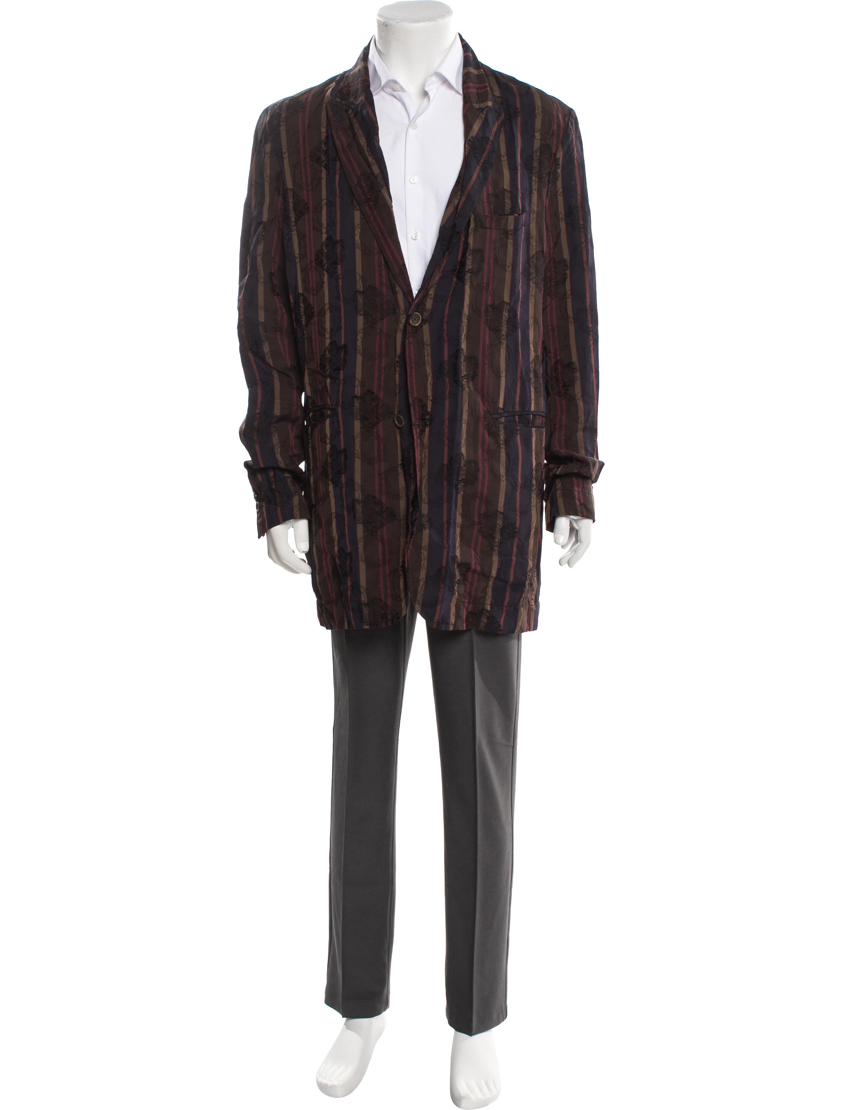 Uma Wang Striped Embroidered Accent Blazer