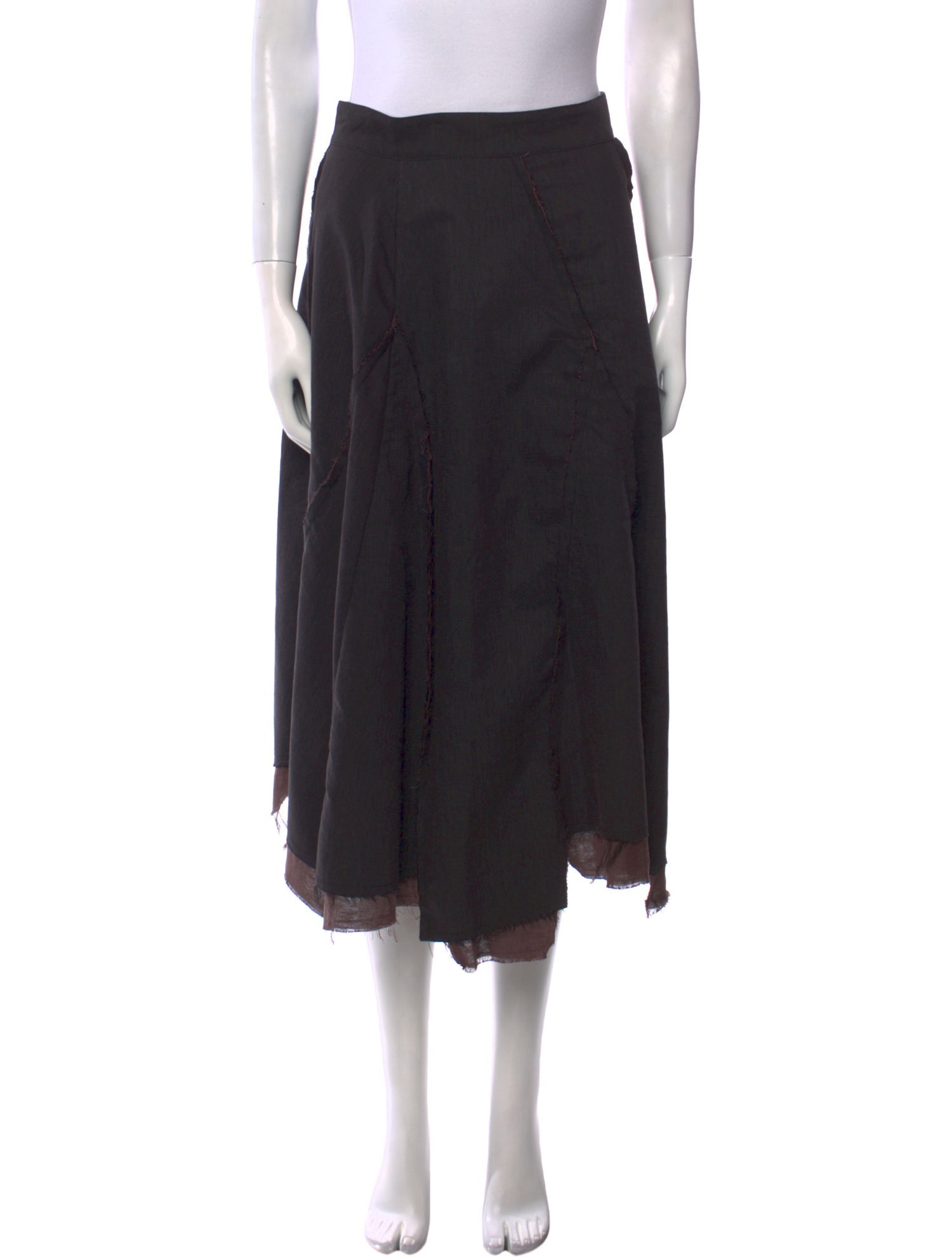 Uma Wang Raw-Edge Trim Midi Length Skirt