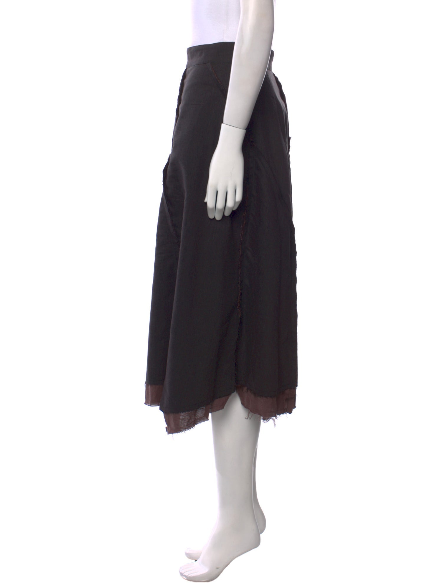 Uma Wang Raw-Edge Trim Midi Length Skirt