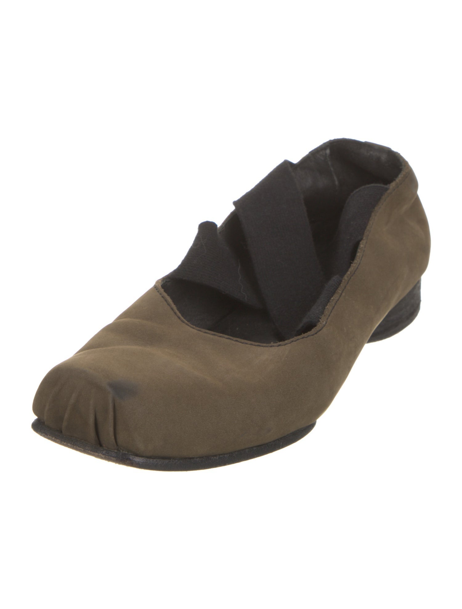 Uma Wang Leather Ballet Flats - Green Flats, Shoes - UMAWN21337