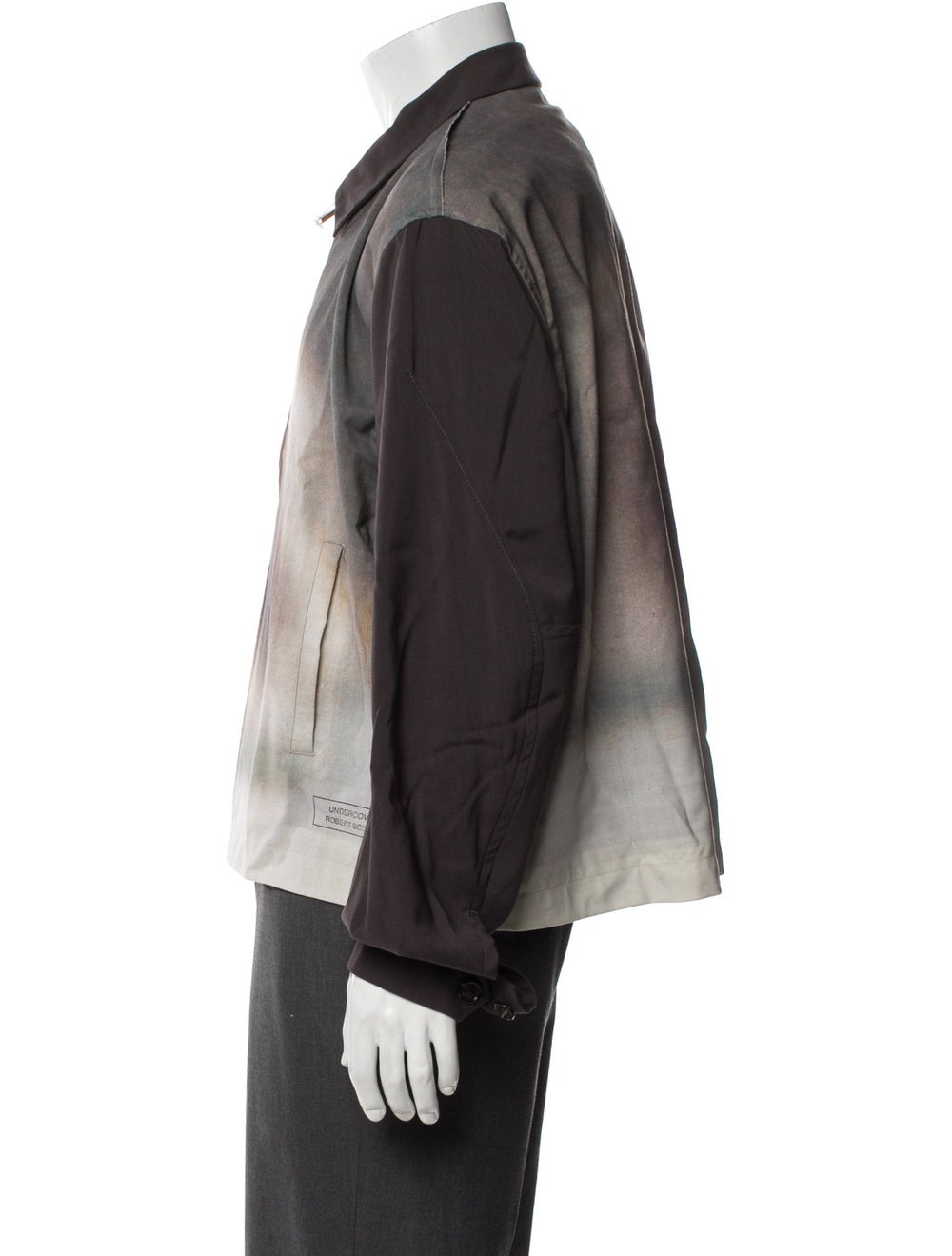 Undercover Wool Colorblock Pattern Bomber Jacket … - image 2