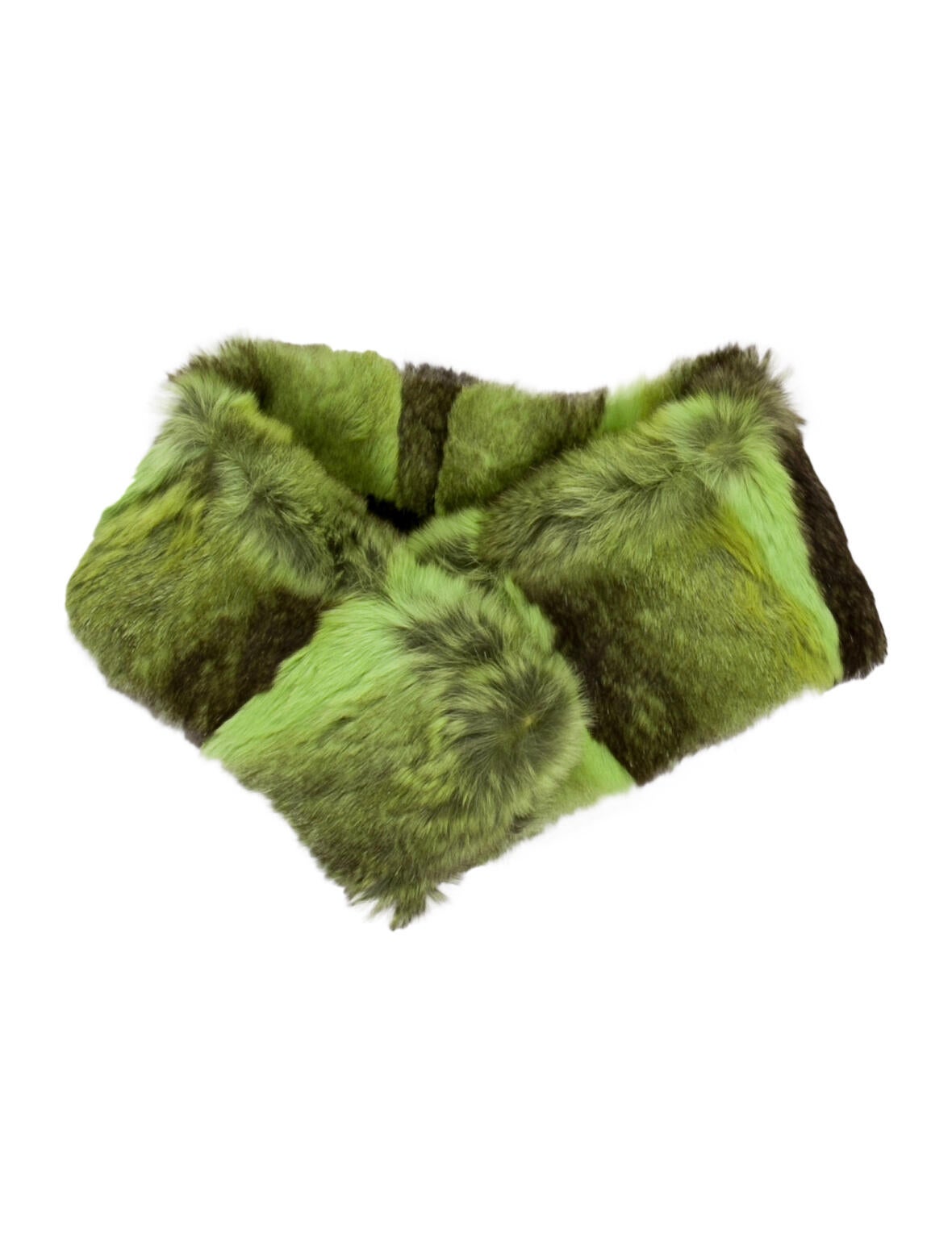 Unsigned Fur Colorblock Pattern Stole