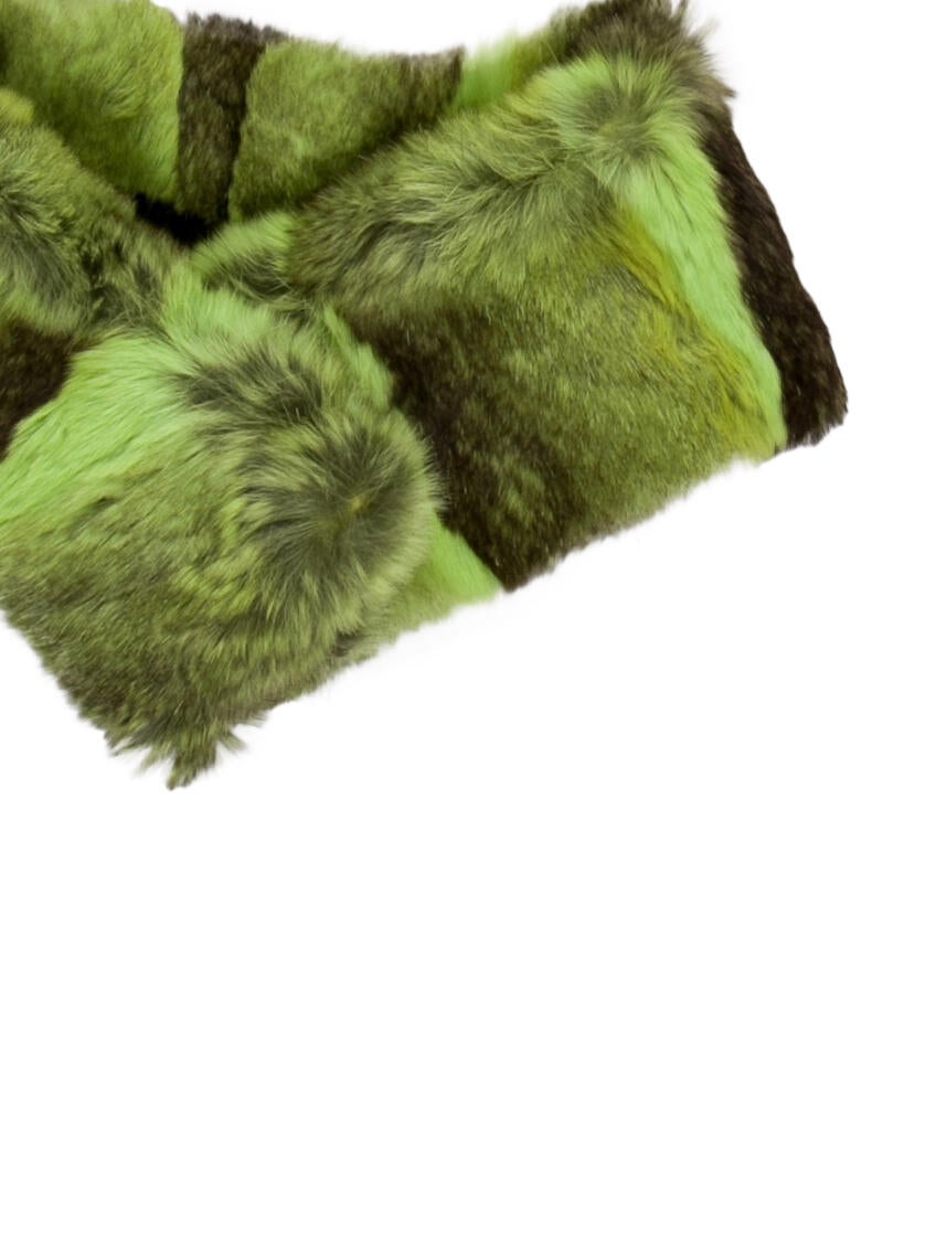 Unsigned Fur Colorblock Pattern Stole