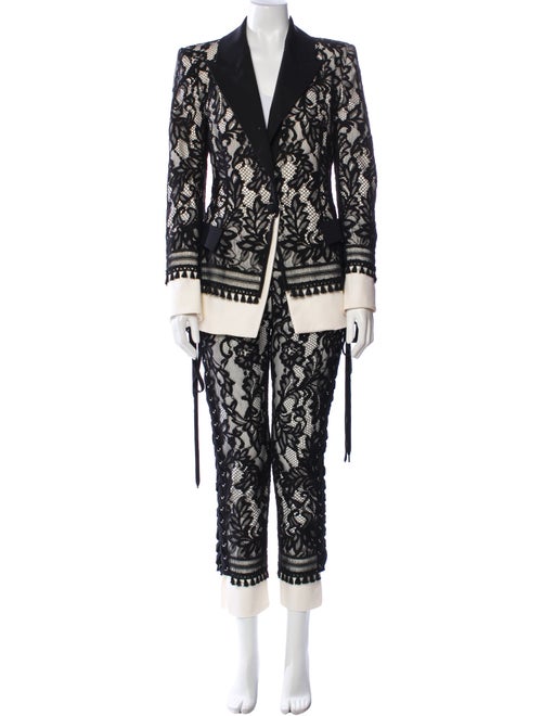 UNTTLD Lace Pattern Fringe Trim Accent Pantsuit
