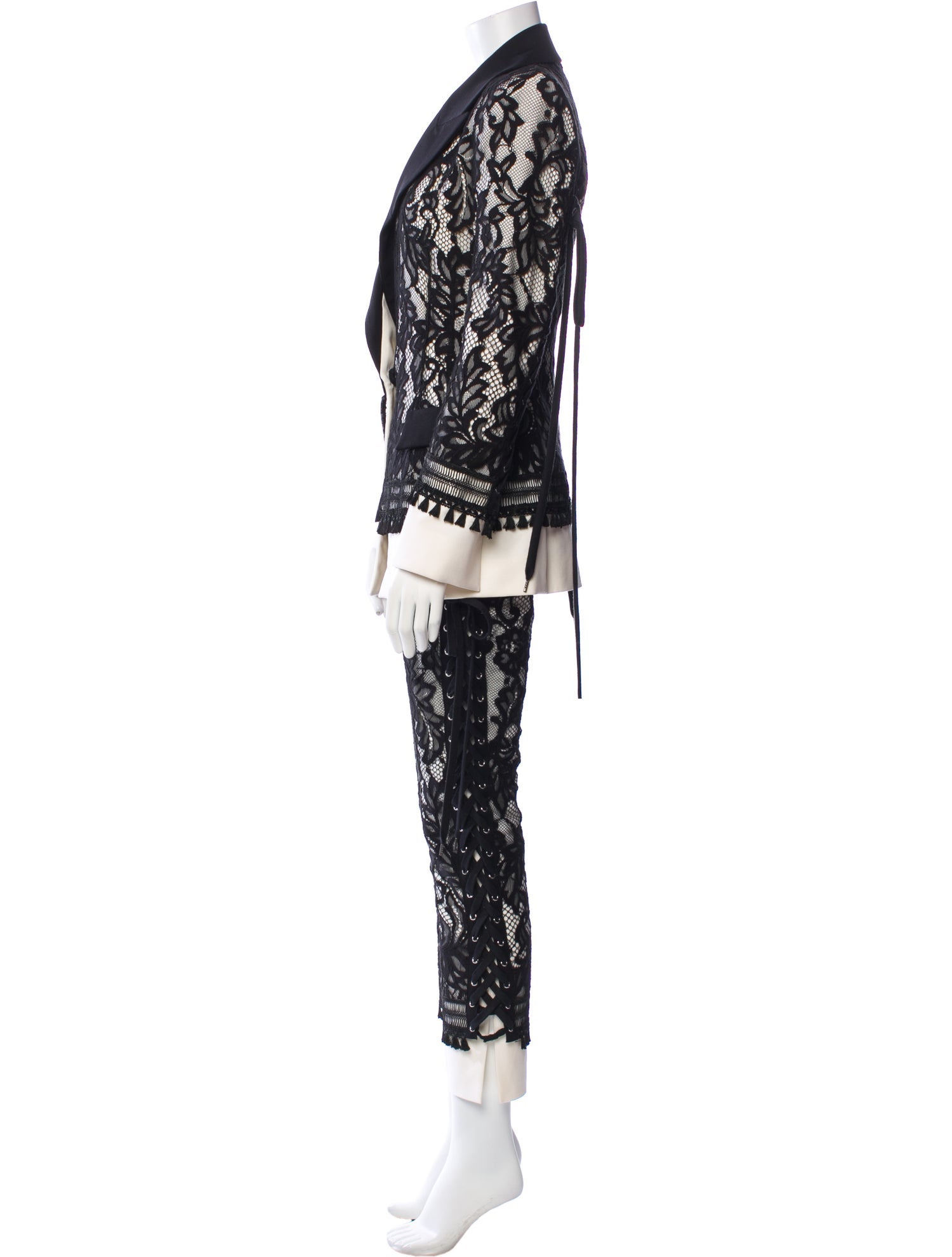 UNTTLD Lace Pattern Fringe Trim Accent Pantsuit