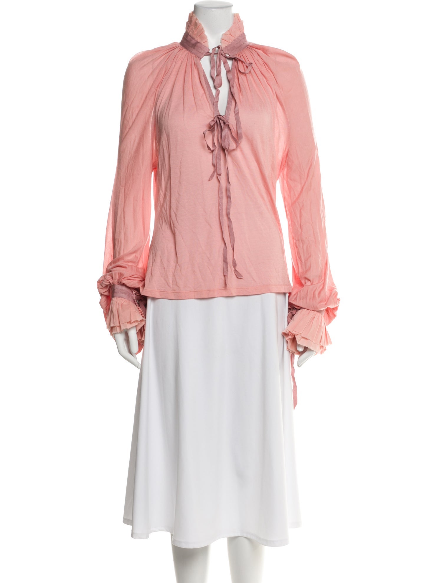 UNTTLD Tie Neck Long Sleeve Blouse