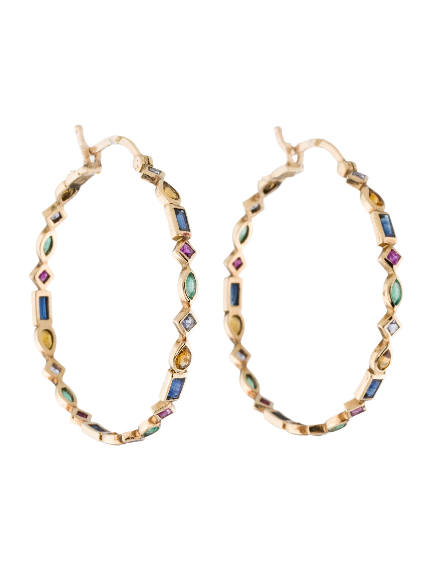 Metier by Tomfoolery 9K Multistone Hoop Earrings