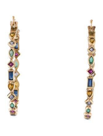 Metier by Tomfoolery 9K Multistone Hoop Earrings