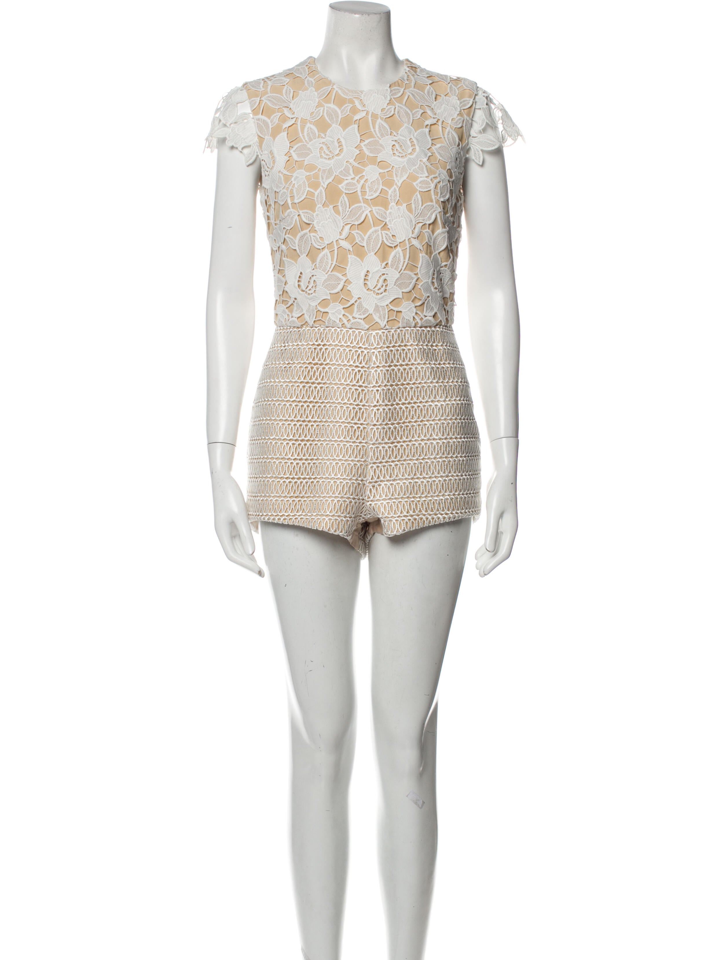 Vatanika Lace Pattern Crew Neck Romper