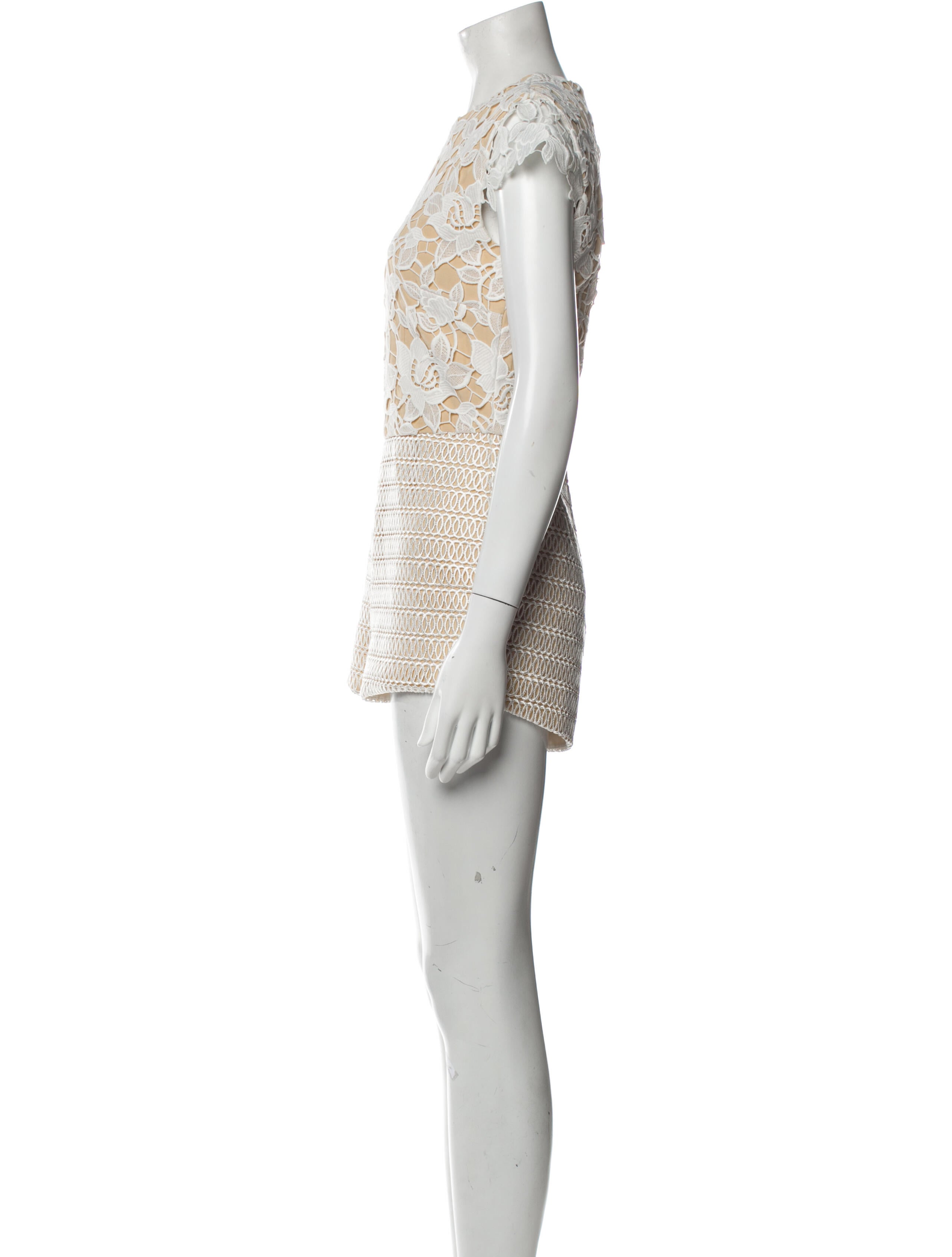 Vatanika Lace Pattern Crew Neck Romper