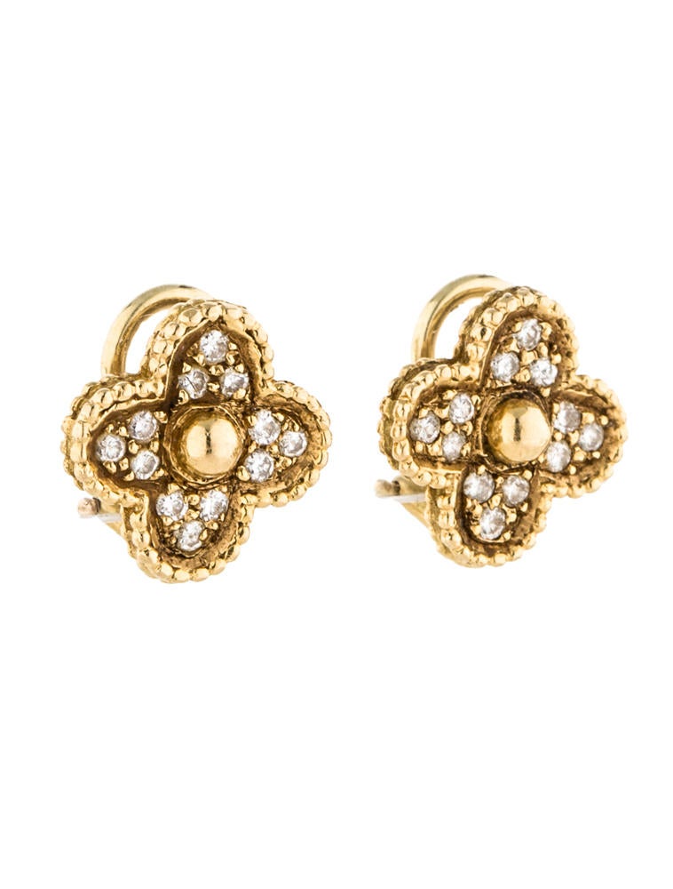 Van Cleef & Arpels Vintage Alhambra Diamond Clip On Earrings Earrings VAC20104 The RealReal
