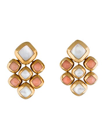 Van Cleef & Arpels Coral and Mother of Pearl Drop Earrings
