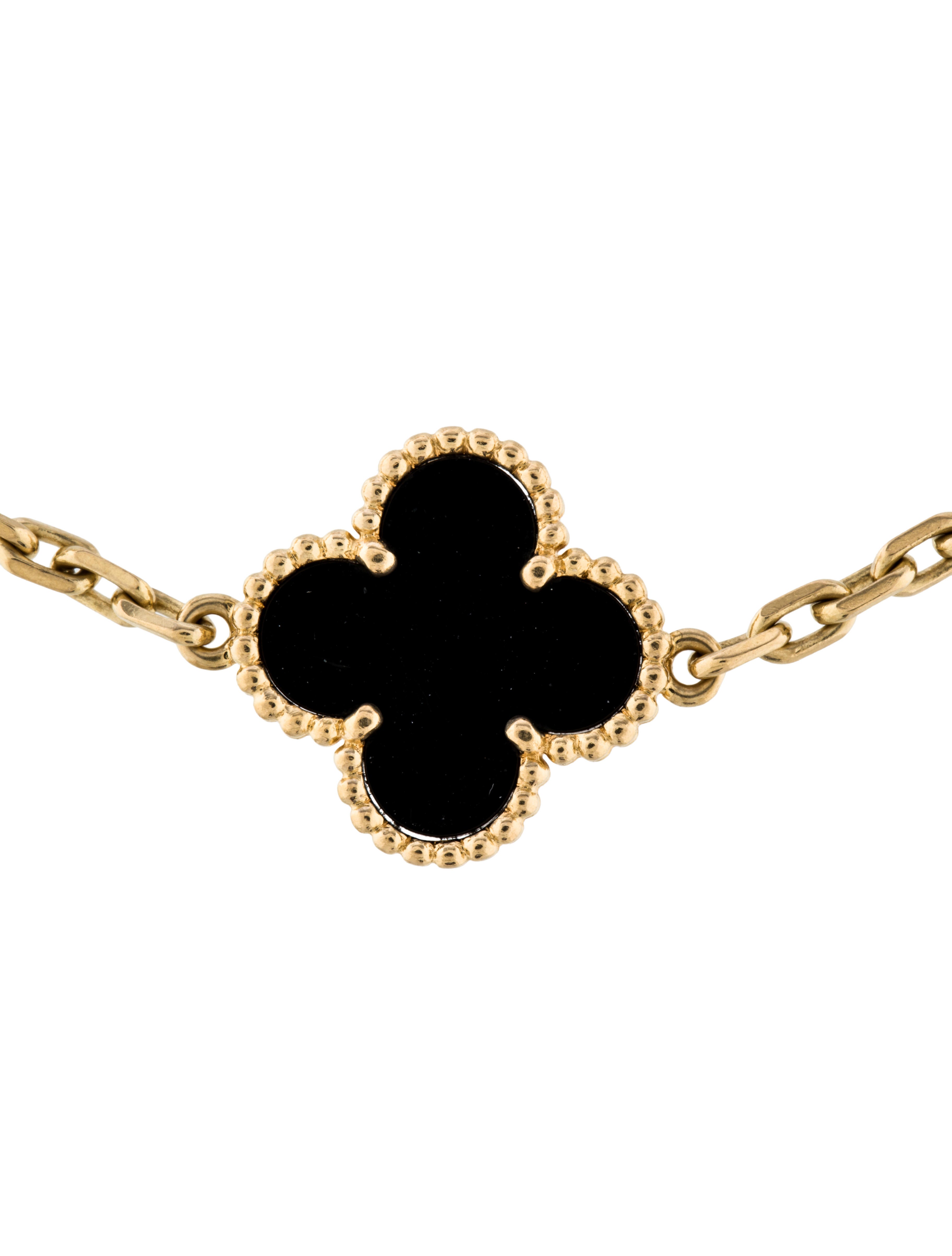 Van Cleef & Arpels Vintage Alhambra 5 Motif Onyx Bracelet Bracelets