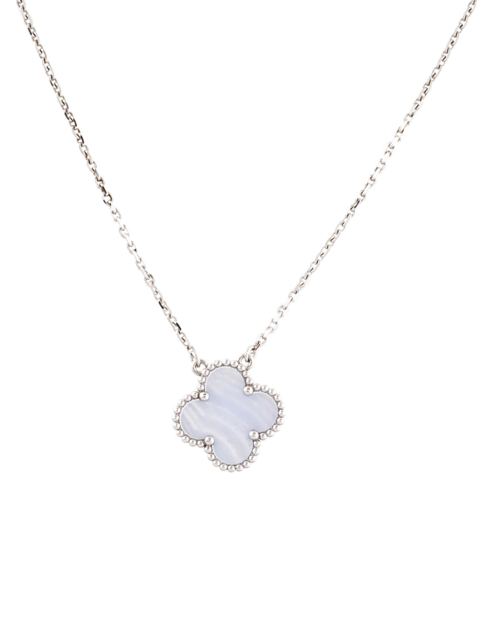 Van Cleef & Arpels Blue Lace Agate Alhambra Pendant Necklace