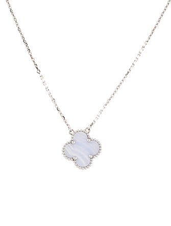 Van Cleef & Arpels Blue Lace Agate Alhambra Pendant Necklace