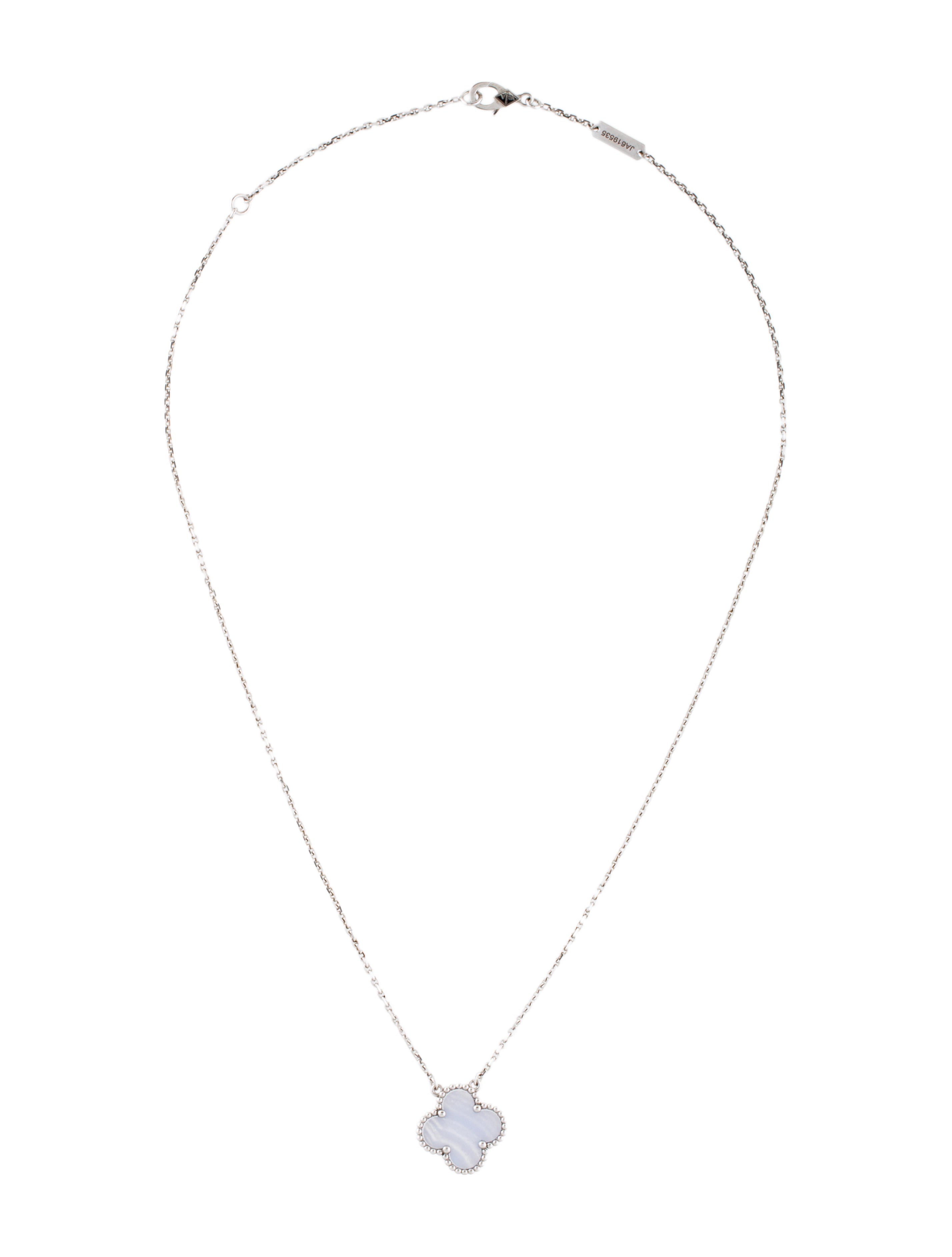 Van Cleef & Arpels Blue Lace Agate Alhambra Pendant Necklace