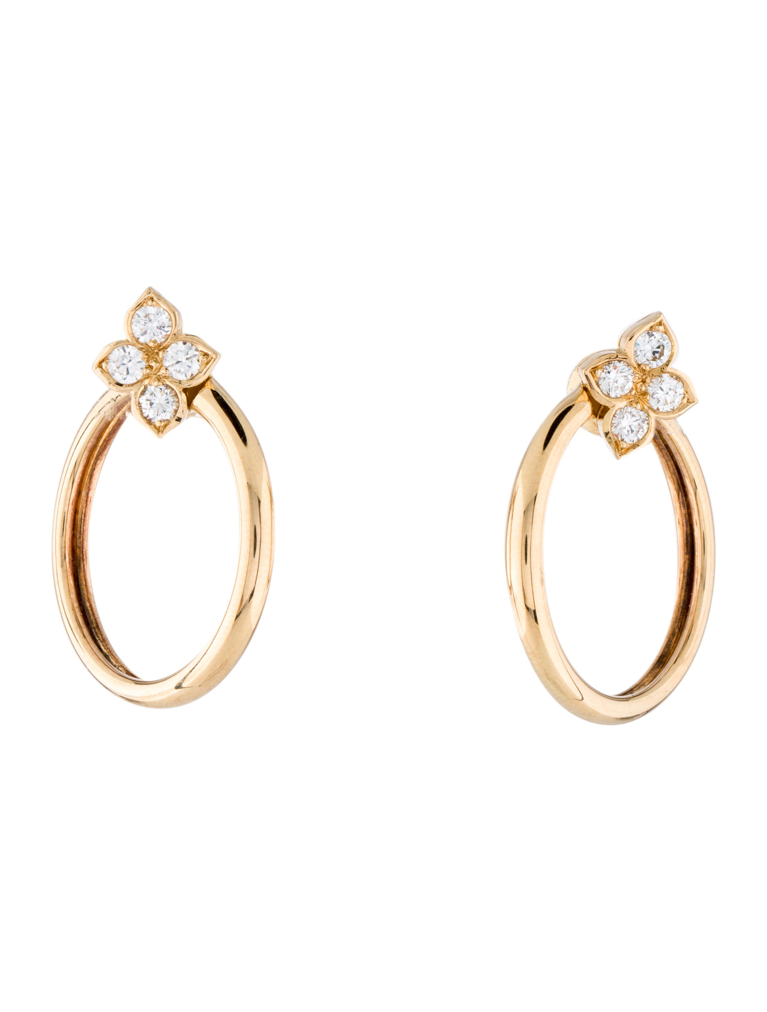 Cartier Vintage Diamond InsideOut Hoop Earrings RhodiumPlated 18K White Gold Hoop, Earrings