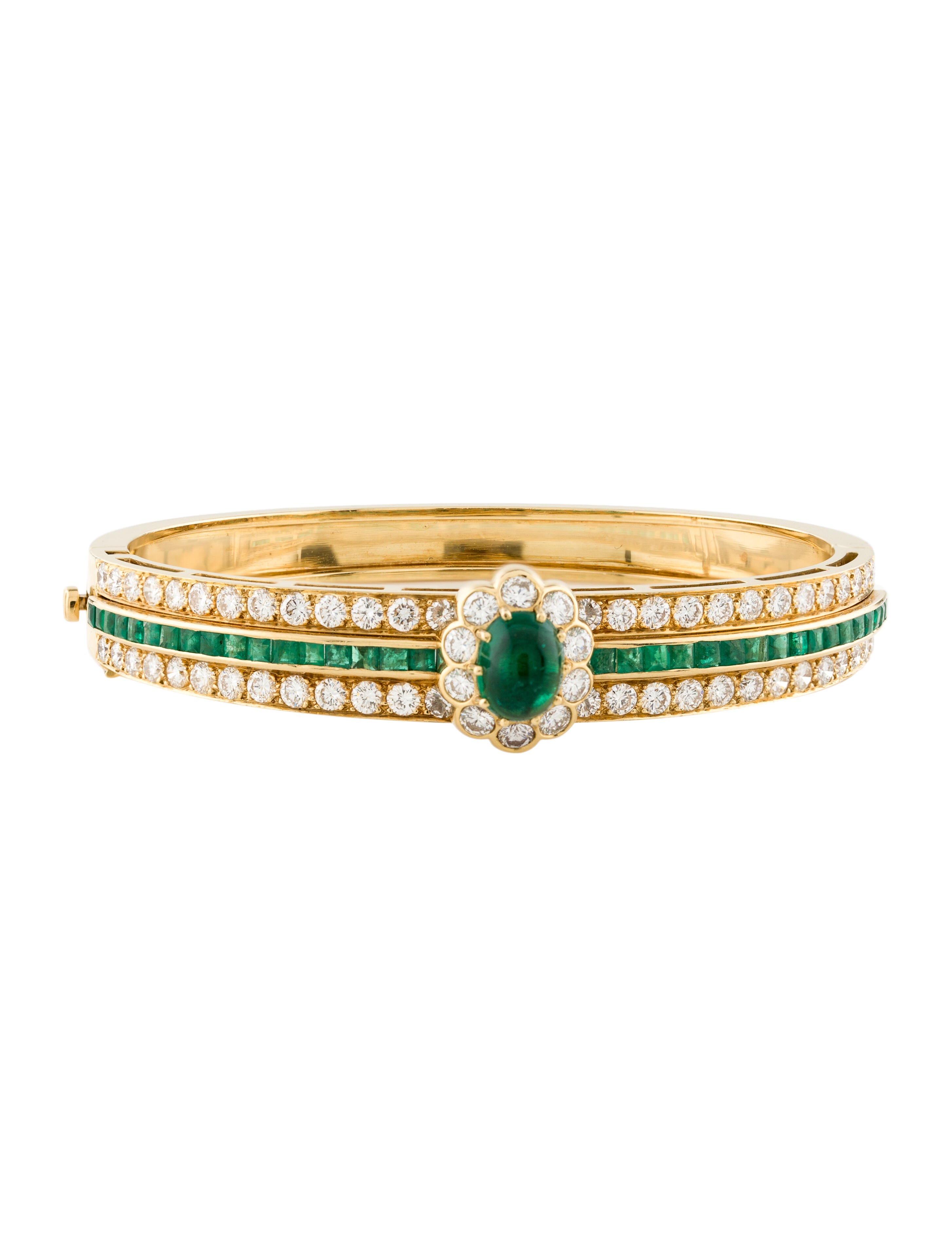 Van Cleef & Arpels Vintage Emerald & Diamond Bangle