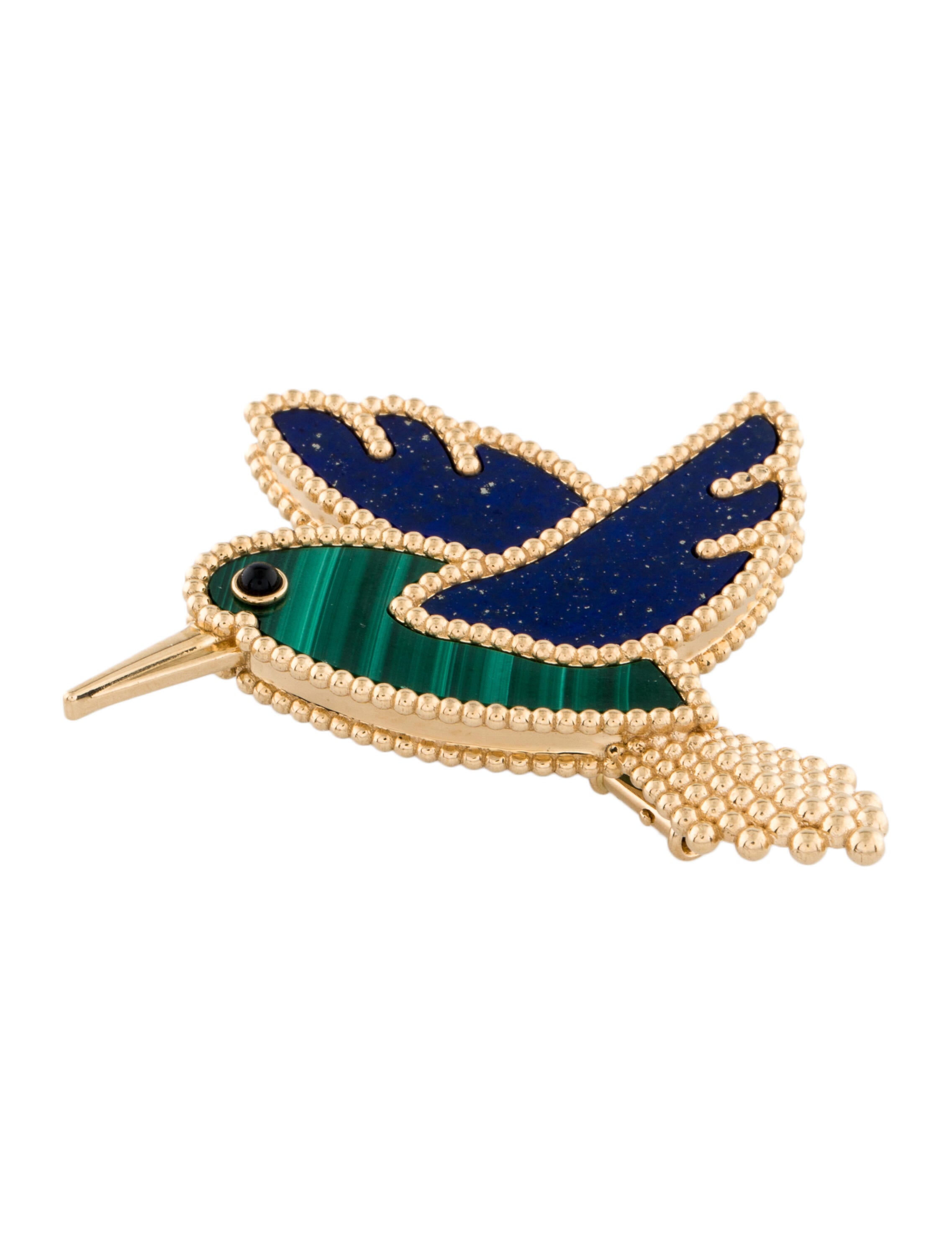 Van Cleef & Arpels Lucky Animals Hummingbird Pin 18K Yellow Gold Pin